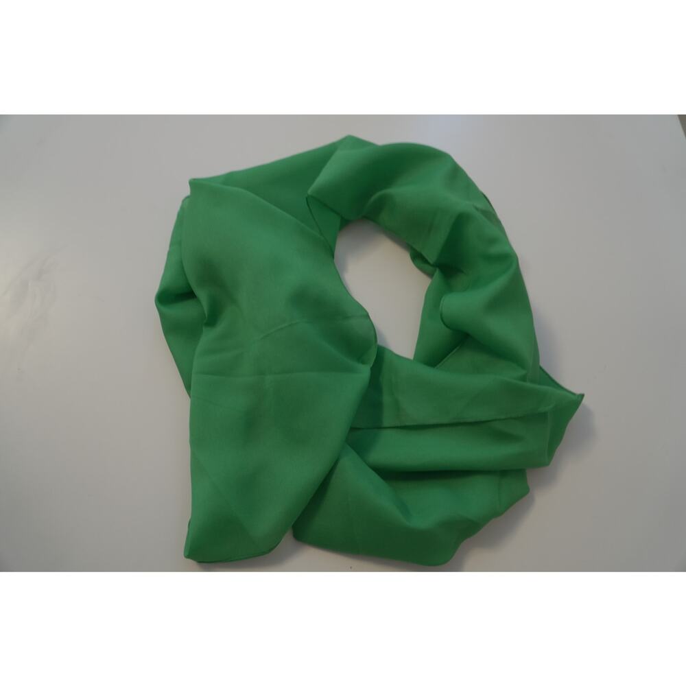 Vintage 90's Green Polyester Long Rectangular Scarf Wrap Solid 97x16 Lightweight - Picture 3 of 6